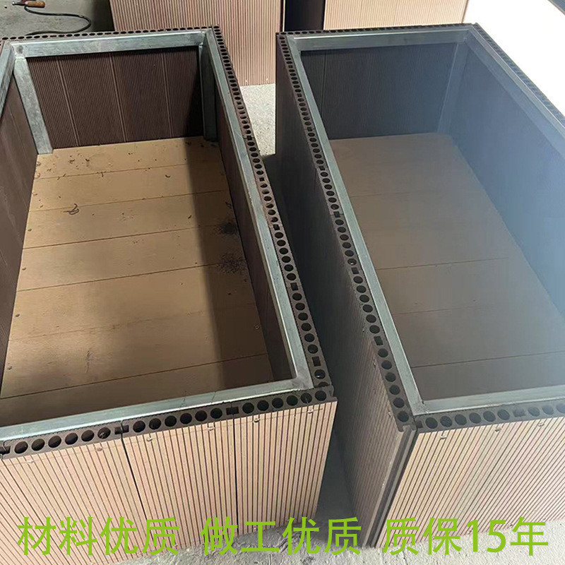 谷田户外阳台塑木花箱庭院长方形木质花槽花园白色室外花盆花组合