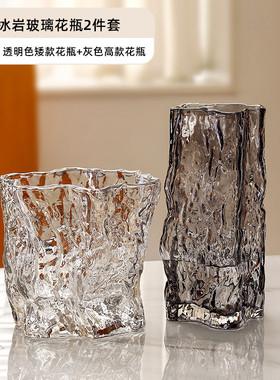 玻璃花瓶摆件客厅插花高级感水培透明水养创意落地餐桌水晶装饰无