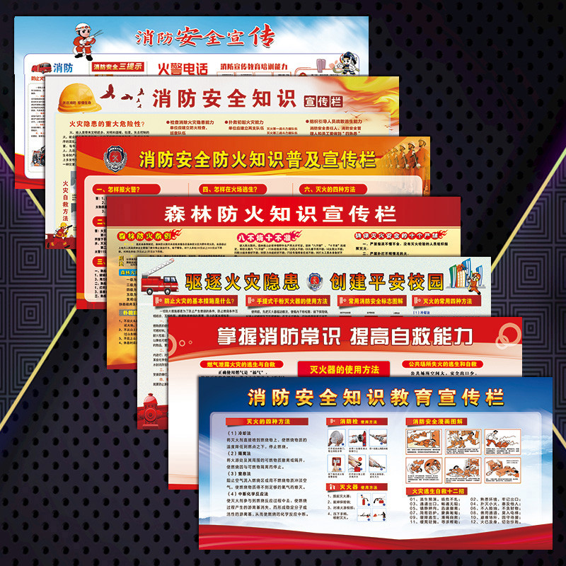 普及消防安全防火知识自救常识教育宣传栏宣传画挂图墙贴纸VXH