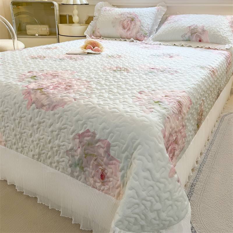 2025新款印花赛尔兰精天丝韩版莱床盖床裙床褥