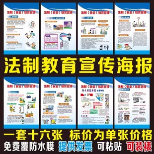 法制安全教育知识宣传画挂图海报校园走廊布置画写真展板墙贴