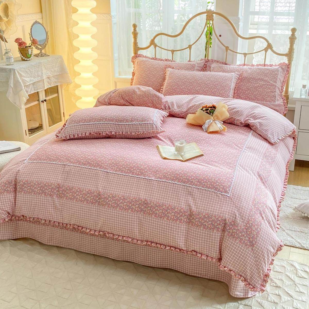 韩版加厚四件套磨毛公主风单双人床单被套三件套宿舍床上用品批发