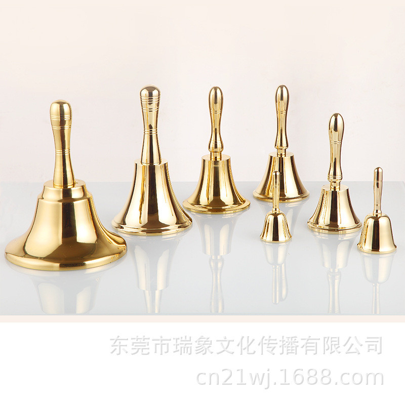 4.5寸铜柄手摇铃铛黄铜/大小号有柄圣诞广场铃铛培训铜钟欧美5041