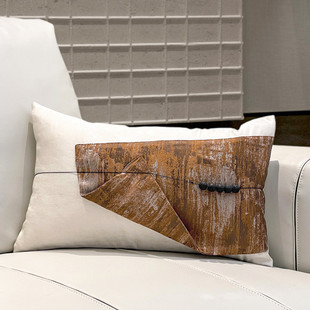 新中式样板间靠枕长方形抱枕橘色小肌理沙发靠垫酒店民宿装饰腰枕