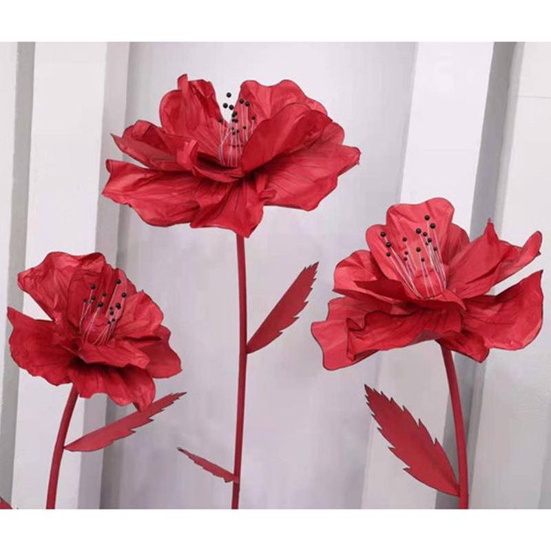 新款手工立体纸艺水墨花描边花婚庆路引橱窗陈列商业活动装饰道具