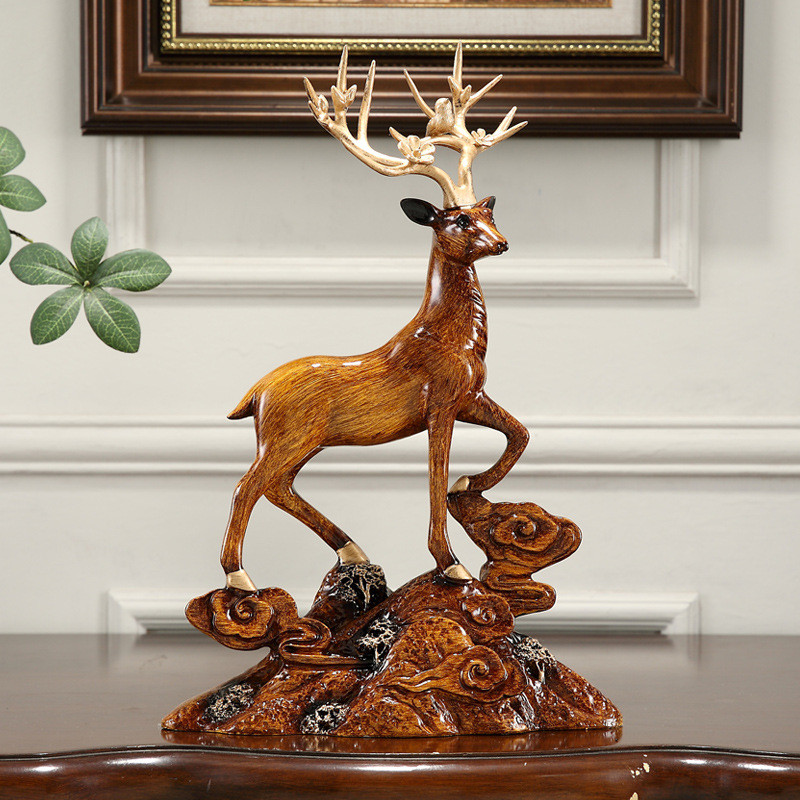 客厅招财鹿摆件欧式酒柜办公软装现代家居装饰品创意开业新居礼品