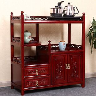 新中式茶台边柜储物柜茶叶收纳柜柜茶茶水柜实木餐边柜小型置物架