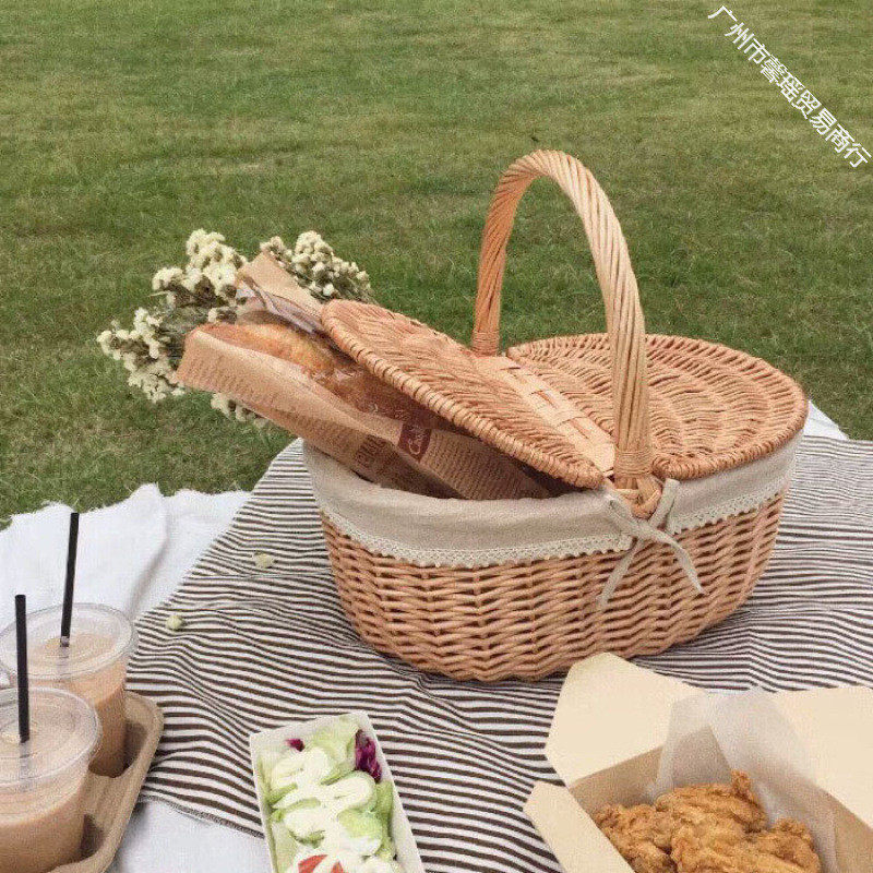 野餐篮柳编竹编藤编手提篮带盖大号户外购物篮菜篮子采摘篮收纳篮,收纳整理,橱柜收纳筐,淘宝优惠券,粉丝福利购,淘宝优惠卷