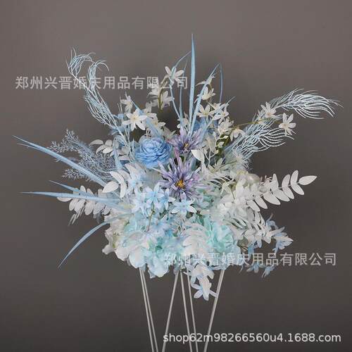 新款婚庆排花道具路引蓝色礼堂系花地排花挂花花艺婚红色森系t台