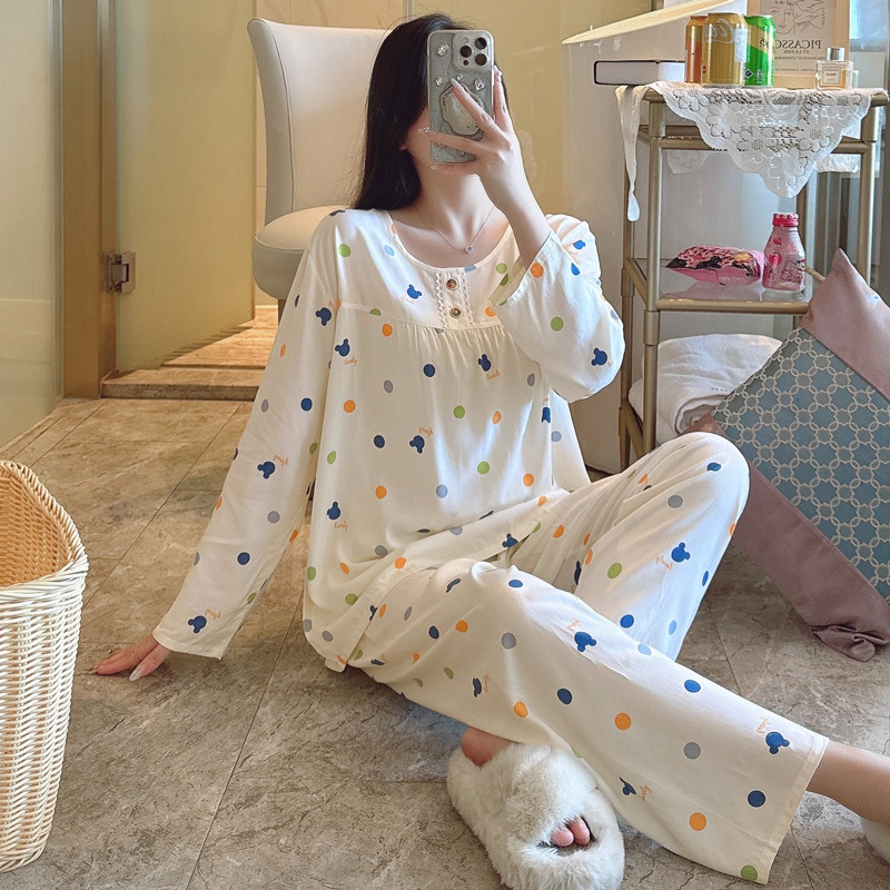 新品家居服夏款长袖棉绸睡衣女夏天2025年新款空调学生轻薄款绵绸