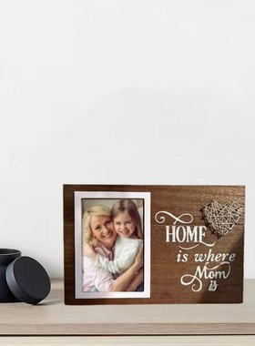 跨境母亲节木质爱心缠绕线相框摆件纪念相框可挂墙壁木制相框挂饰