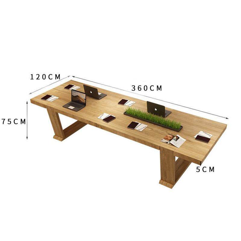 全实木会议桌老板型长条书桌美式办公桌原木大板会客接待阅览桌椅