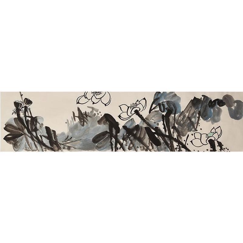 纯手绘装饰画画水墨画荷花国画条屏家和万事兴办公室画房间画壁画图片