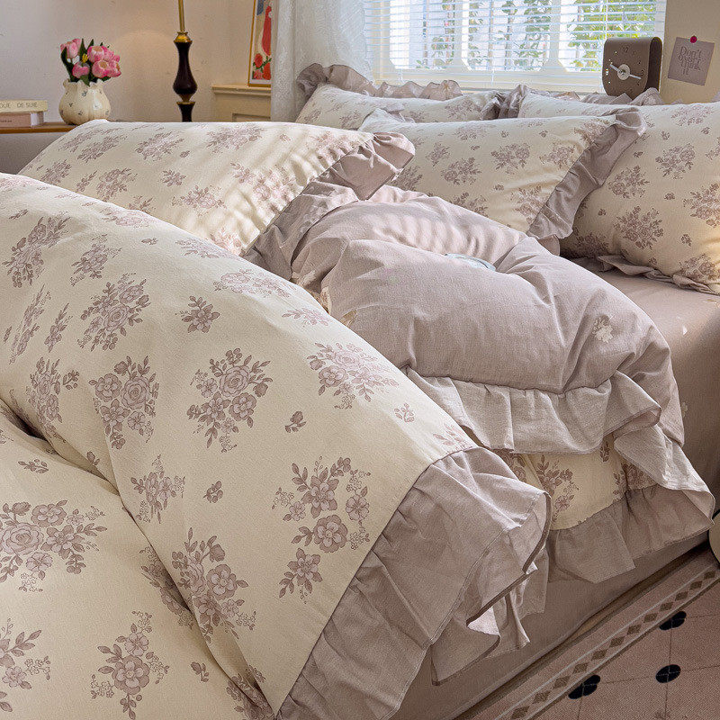 2025新款亲韩版舒适肤全棉花边四件套床单床笠款家用单人床三件套,床上用品,床品套件/四件套/多件套,淘宝优惠券,粉丝福利购,淘宝优惠卷
