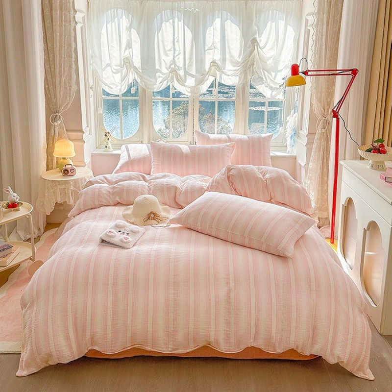 A类母婴级全棉三层纱四件套皱皱纱床单纯棉纱布被套可机洗床品,床上用品,床品套件/四件套/多件套,淘宝优惠券,粉丝福利购,淘宝优惠卷