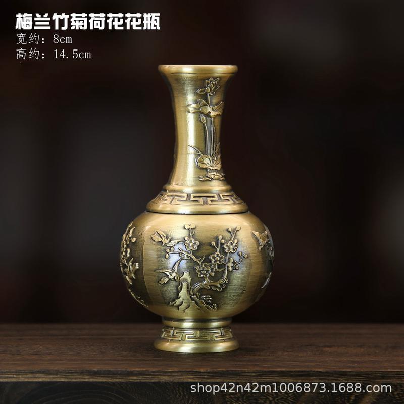 黄铜浮雕百客厅龙凤花瓶插花摆件福玄关装饰品商务送礼品批发代发