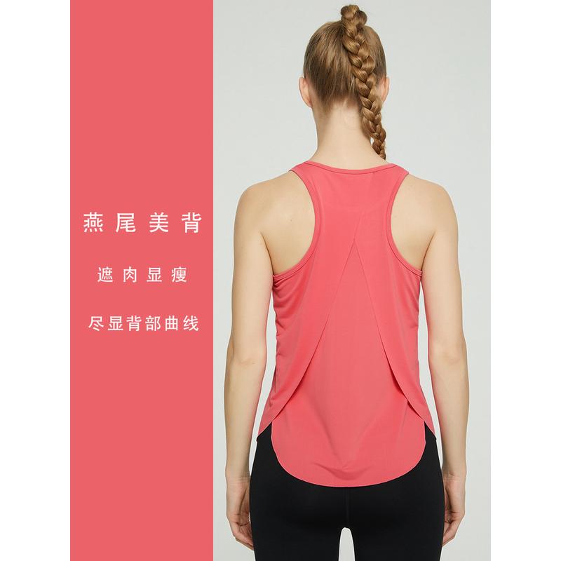 专业无袖工字背心女运动跑步燕尾美背健身上衣开叉宽松瑜伽罩衫夏