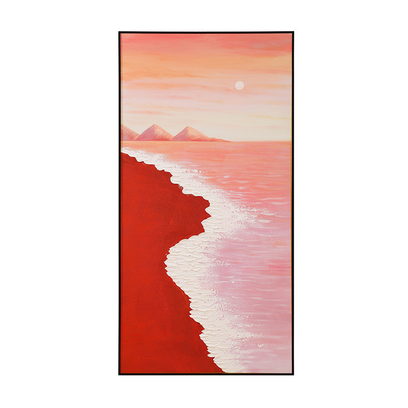 手绘砂岩肌理立体油画浪花海边沙滩酒店挂画装饰画轻奢客厅玄关画图片
