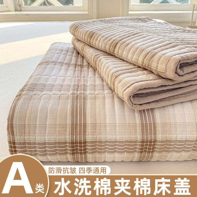 a类母婴级床盖宿舍单人专用夹棉防滑床单单件水洗棉新款四季通用