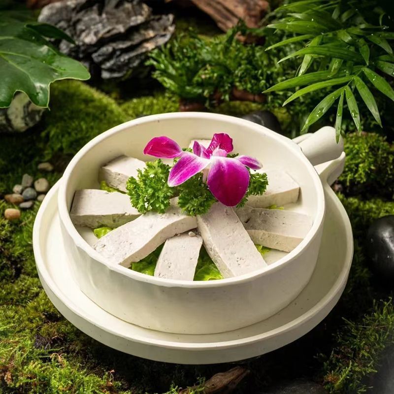 密胺仿石磨形状餐具创意特色火锅豆腐专用盘子农家菜意境酒店餐具
