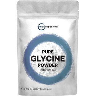 美国直邮Microingredients L-Glycine Powder水溶性甘氨酸粉1000g