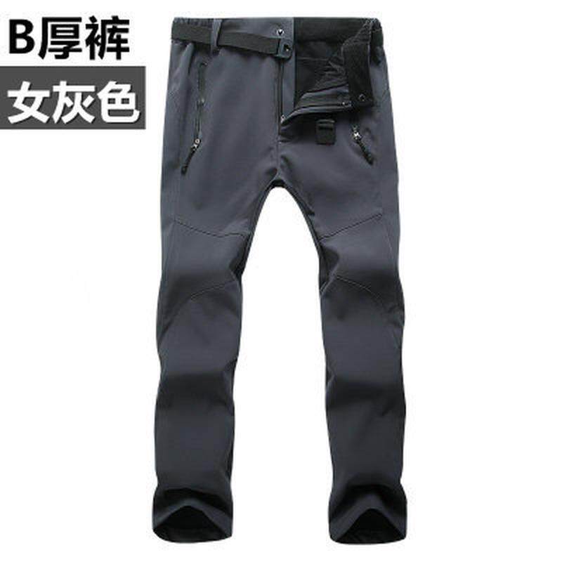 厂家批发软壳冬季男户外冲锋裤女防风防水登山加厚保暖抓绒裤