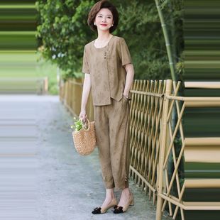 女装 高货速发香云纱桑蚕丝时尚 中老年大码 套装 宽松洋气 2024夏新款