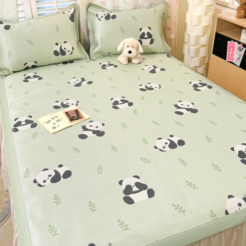 夏季可2025新款冰丝凉席三件套机水洗学生宿舍家用藤席空调软席子