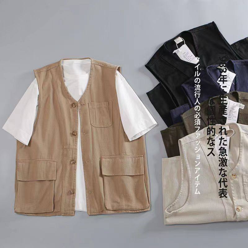 日系多口袋工装风男士马甲休闲宽松百搭情侣无袖坎肩潮流,男装,常规马甲,淘宝优惠券,粉丝福利购,淘宝优惠卷