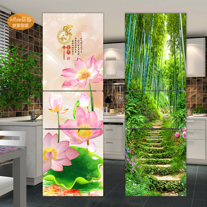 现代简约麋鹿创意风景冰箱贴纸装饰遮挡画贴画全贴防水自粘翻新膜图片