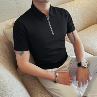 薄款 极速拉链设计男士 夏季 短袖 透气网眼凉感舒适高级感商务 polo衫