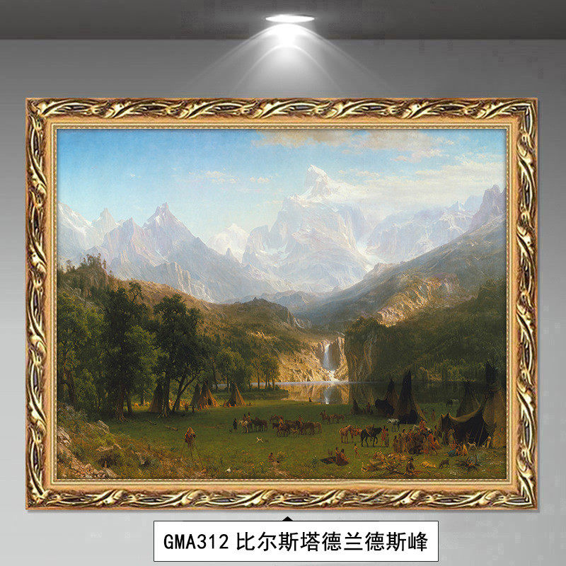 客厅名画欧式山水画世界餐厅装饰画峡谷风景油画美式玄关走廊挂画