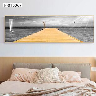 现代挂画简约风景晚霞样板房宾馆酒店卧室装饰画壁画床头艺术黄昏