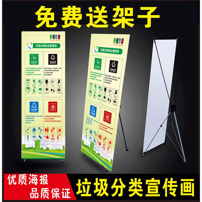 垃圾分类宣传画环境保护贴纸易拉宝垃圾分类流程图环保海报x展架