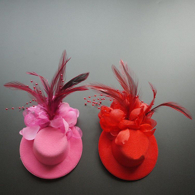 六一儿童节头花发夹表演出舞台羽毛小帽子头饰幼儿园爵士舞发饰