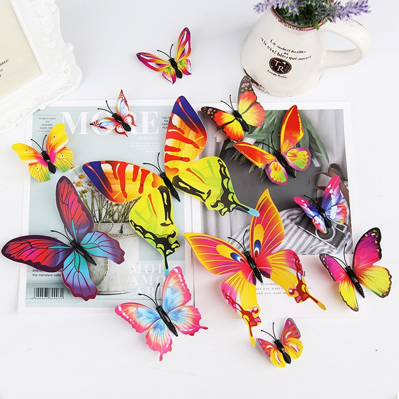 12PCS House Decoratiosn Stereo Butterflies Refrigerator ers