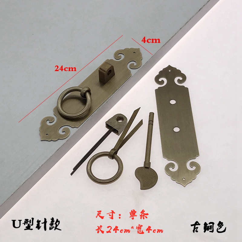 纯铜条黄铜仿古配件拉手复古老式大门铜中式门锁直实木门搭扣门