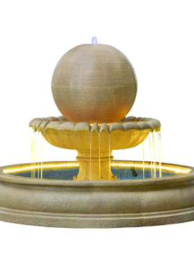 家家水美欧式球型流水喷泉摆件酒店客厅落地鱼池景观转运招财装饰
