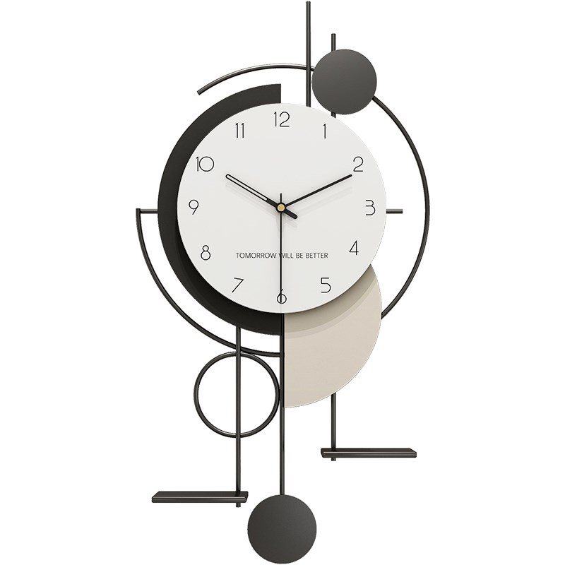 钟表挂钟客厅2024新款网红免打孔钟挂墙餐厅现代简约大气创意时钟