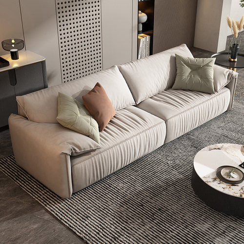 baxter大象耳朵意式极简现代小户型磨砂布三人位直排免洗布艺沙发