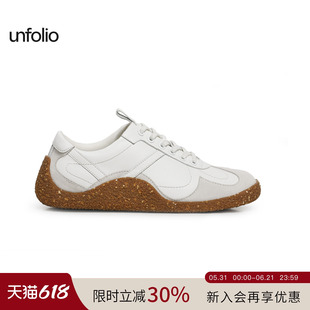 【宋佳同款】unfolio系带白色低帮德训鞋蕾丝运动休闲平底鞋