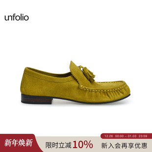 平底乐福鞋 饰一脚蹬休闲鞋 子女 复古流苏装 unfolio26春夏新款