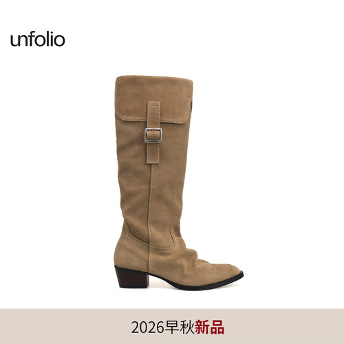unfolio搭扣长筒西部靴