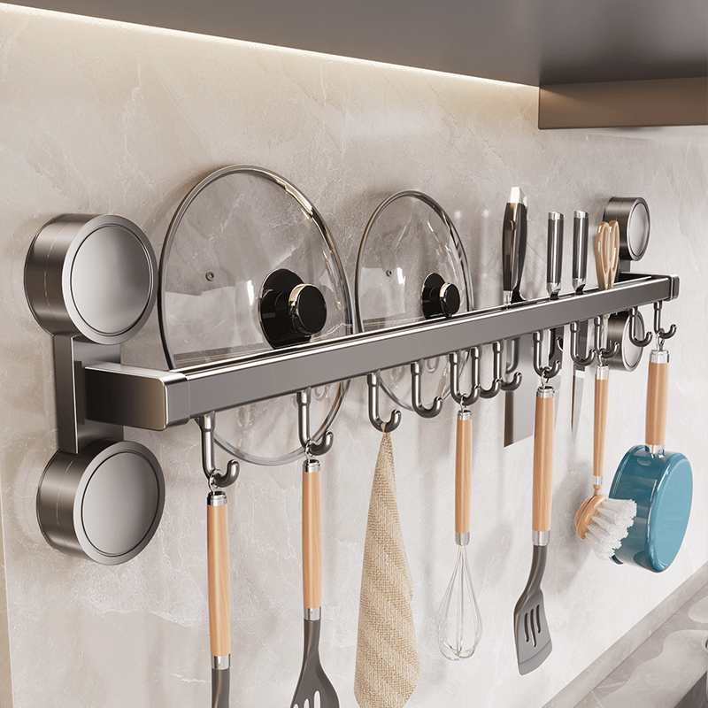 锅盖架不锈钢免打孔壁挂锅铲架