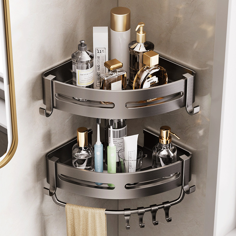 卫生间吸盘置物架浴室免打孔壁挂太空铝洗漱台厕所三角篮收纳架子,家装主材,浴室角架,淘宝优惠券,粉丝福利购,淘宝优惠卷