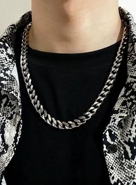 短袖百搭链子古巴项链hiphop男女潮流ins嘻哈夸张钛钢不掉色粗款