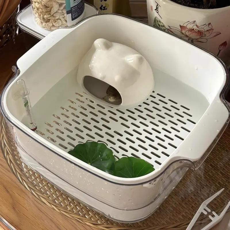 乌龟饲养缸躲避屋家用客厅宿舍桌面小型巴西龟晒台鱼缸换水方便