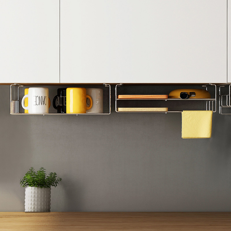 厨房吊柜下挂篮置物架304不锈钢橱柜内分K层架 悬挂收纳菜板砧板