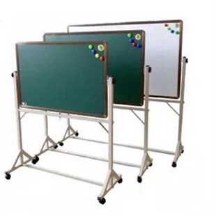 春蚕品牌移动翻转m黑板幼儿园优质烤漆绿板双面磁性教学黑板