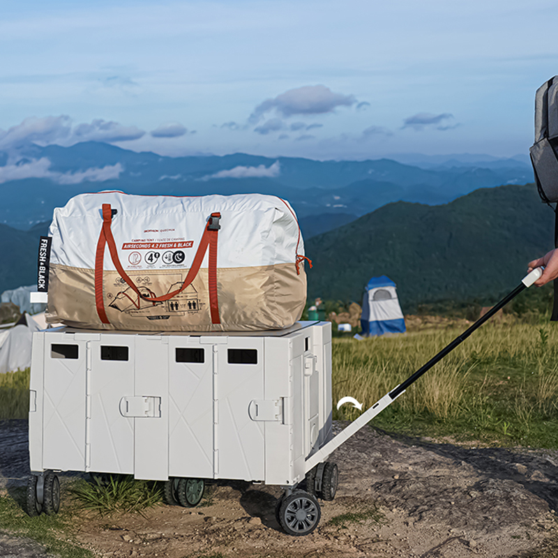 野营拖车折叠拉杆车露营野餐团建摆摊便携K取快递手推车子收纳箱